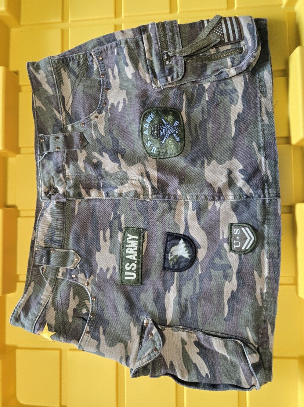 Camo Skirt with Military Patch Detail - Olive Green